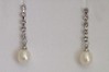  White freshwater pearl and imitation diamond long dangle earring  