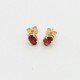  Garnet and gold oval ear stud  